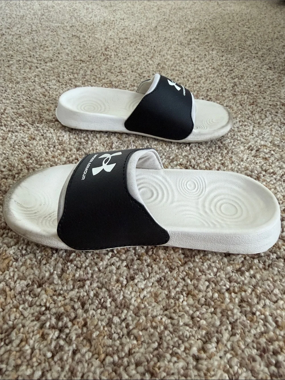 Under Armour Kids' Black & White Slide Sandals